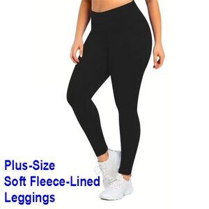 Plus Size Curvy & Cozy Black Leggings Plush Fleece-Lined Warm & Buttery Soft
